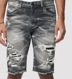 Dark Grey Marble Wash Heavy Distressed Jorts