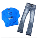 Hood Classy Fit 250 - Psycho Bunny Blue Crewneck Stacked Set