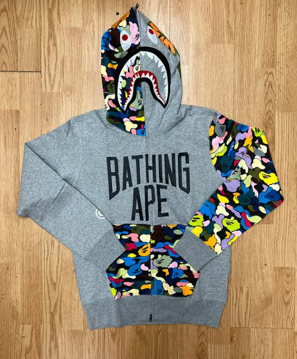 BAPE Shark Hoodie - Grey Multi Camo