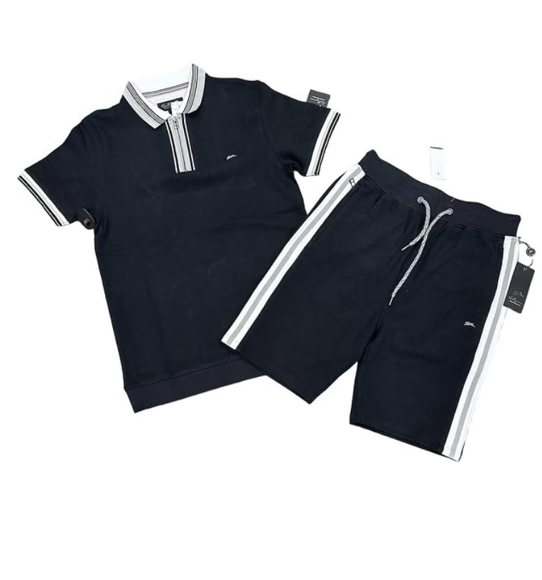 Black Polo Short Set Fit