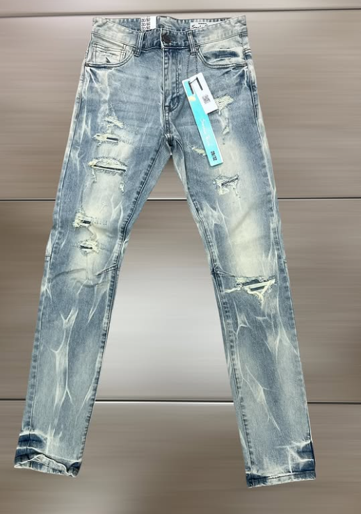 Smoke Rise Slim Jeans (Light Blue Heavy Ripped)