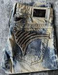 Robin's Jeans Bleach Splatter Gold Studded Denim