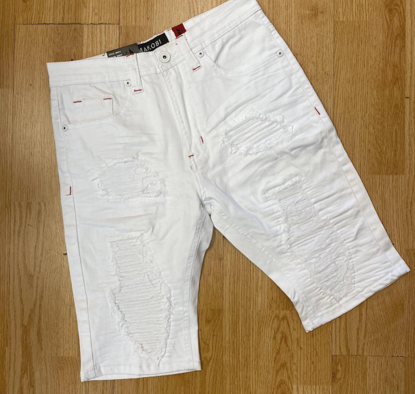 White Distressed Denim Shorts