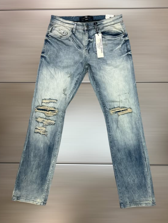 Jordan Craig Light Blue Heavy Ripped Slim Jean