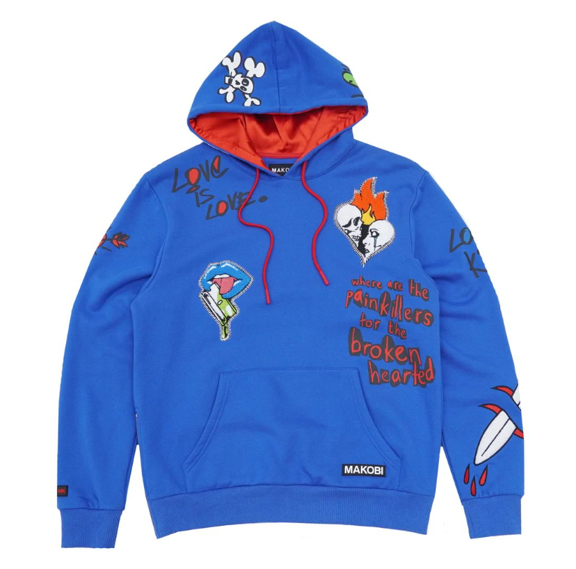 Makobi Painkillers for the Broken Hearted Hoodie – Royal Blue