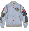 AD Angel Statue Varsity Jacket – Light Blue