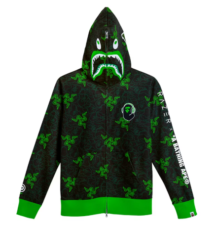Bape x Razer Shark Full Zip Hoodie (Black Green)
