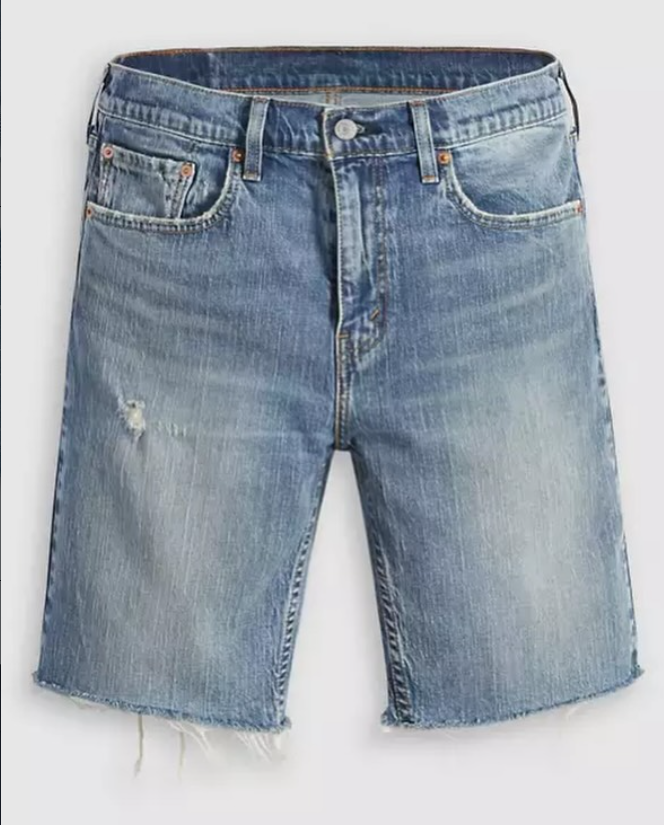 Medium Blue Raw Hem Cut-Off Jorts