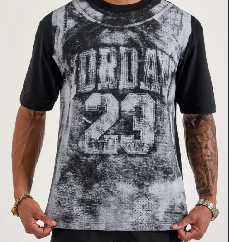 Jordan 23 Distressed Jersey All-Over Print Tee - Black