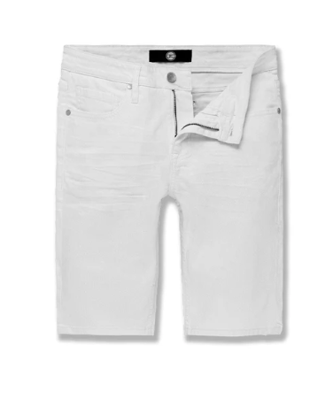 White Slim Fit Denim Shorts