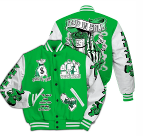 Green & White "God In Gold" Varsity Jacket