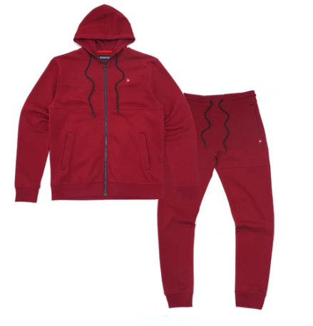 Zip Hoodie Track Set - Burgundy