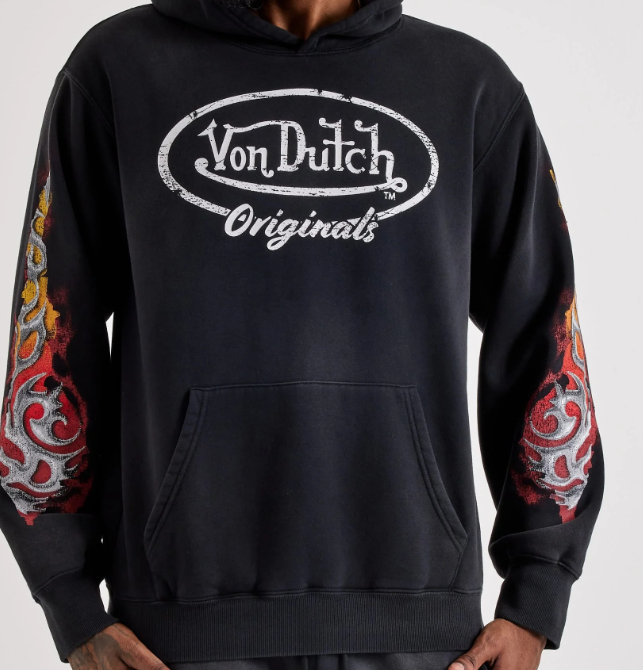 Von Dutch Originals Flame Graphic Pullover Hoodie