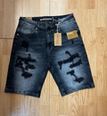M.Society Grey/Black Distressed Denim Shorts