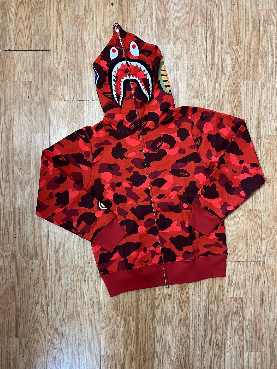 Bape Shark Full Zip Hoodie – Red Camo
