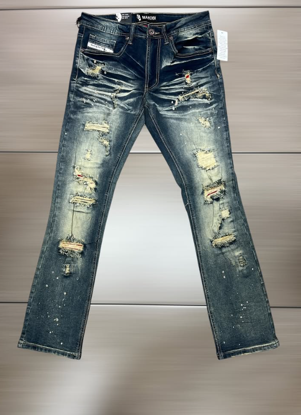 Makobi Mens Jeans - Black Distressed