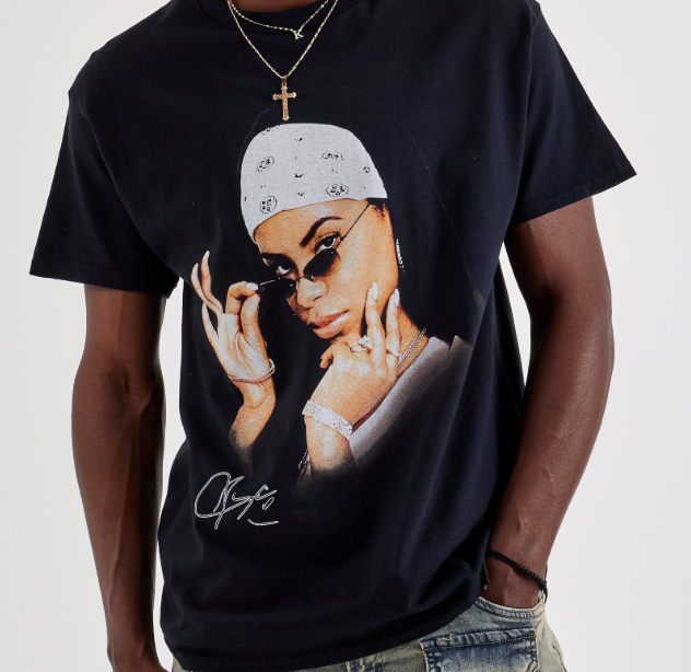Aaliyah Signature Bandana Portrait Tee - Black