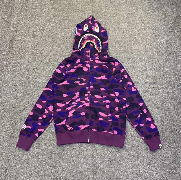 Bape Shark Full Zip Hoodie (Dark Purple Camo)
