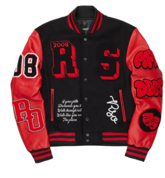 Black & Red Rockstar Varsity Jacket