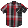 Veno Mens Button Down Short Sleeve - Red Black Plaid