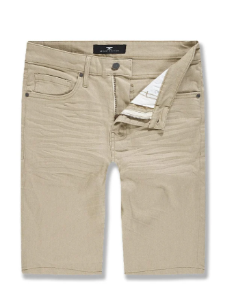 Khaki Sand Slim Denim Shorts