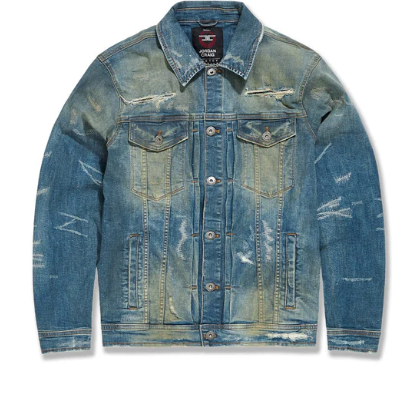 Jordan Craig Distressed Medium Wash Denim Jacket II