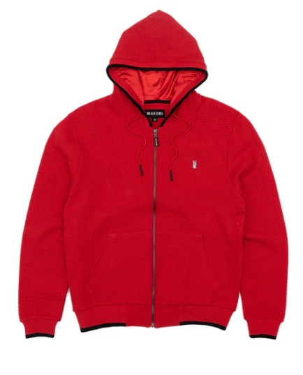 Makodi Zip-Up Hoodie - Red/Black